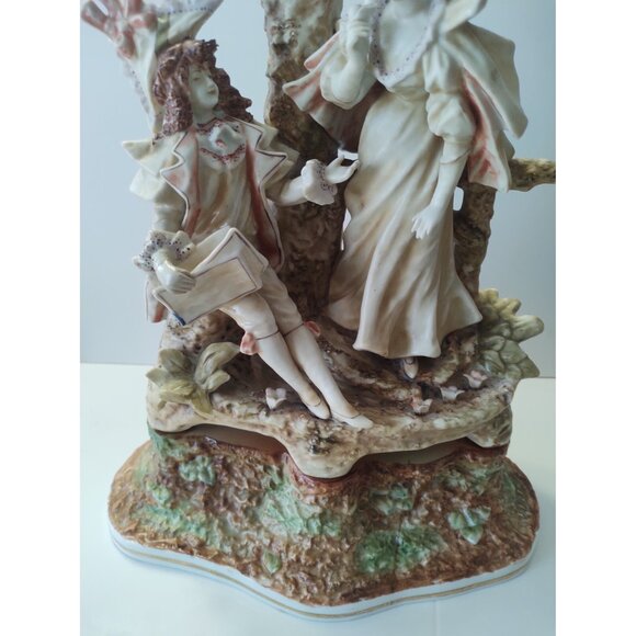 Vintage Arnart Figurine Ceramic Victorian 14" Tall Couple seated near Palm Trees - Picture 4 of 16